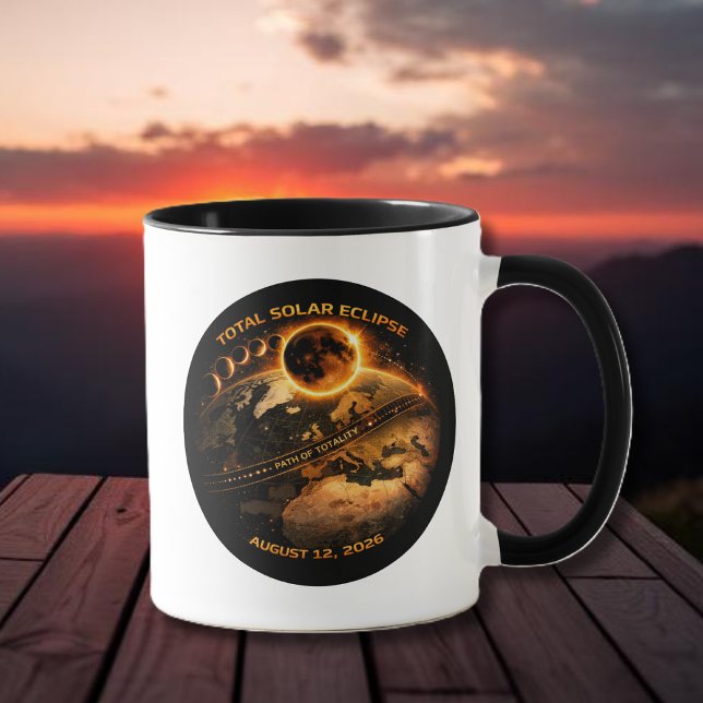 Caneca Total Solar Eclipse 2026 Path of Totality (Total Solar Eclipse 2026 Path of Totality Mug )