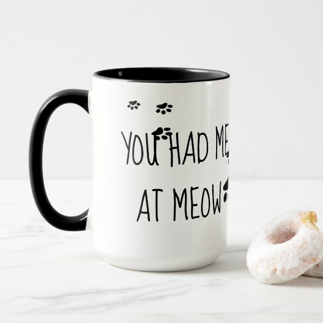 Caneca Totalmente Fofo Você me Conquistou com Meow (Com Donut)