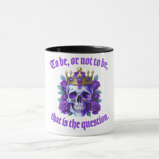Caneca Totenkopf Geschenk Krone Rosen Spruch König Lila