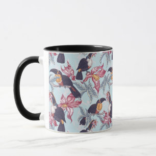 Caneca Toucans com flores exóticas