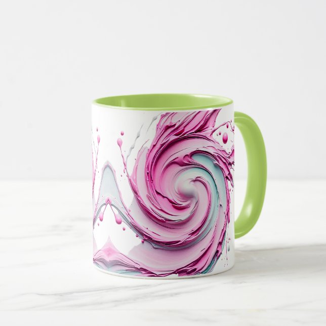 Caneca Tourbillon artistique abstrait aux nuances pastel. (Frente Esquerda)
