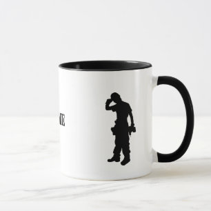 Caneca Trabalhador de Construção Silhouettes Nome Mug