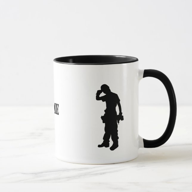 Caneca Trabalhador de Construção Silhouettes Nome Mug (Direita)