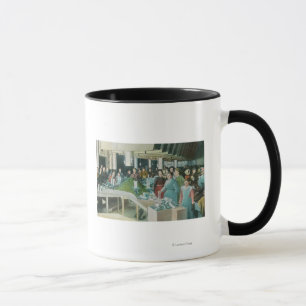 Caneca Trabalhadores que embalam passas semeadas na