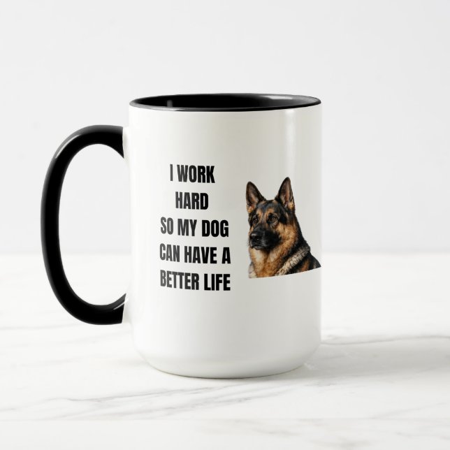 Caneca Trabalhando Duro para o Meu Pastor Alemão (Esquerda)