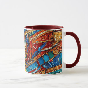 Caneca trabalho de arte de abstrato 1214 - Cama de café