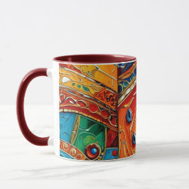 Caneca trabalho de arte de abstrato 1214 - Cama de café