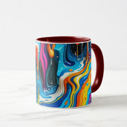 Caneca trabalho de arte de abstrato 1217 - Cama de café