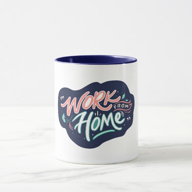 Caneca Trabalho em casa de azul escuro (Centro)