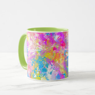 Caneca Traços Coloridos de Tinta abstrato Vibrantes