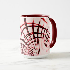 Caneca Traços curvos vermelhos cruzados em fundo claro
