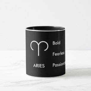 Caneca Traços do Zodíaco de Áries Ousado Destemido Apaixo