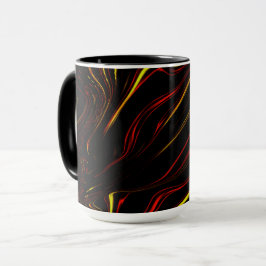 Caneca Traços longos de ouro vermelho ondulado sobre fund