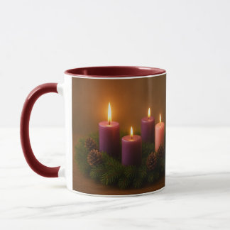 Caneca Traditional Advent Wreath with Four Lit Candles