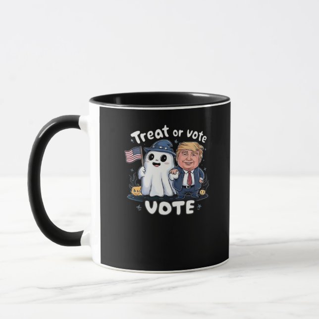 Caneca Tratar Ou Votar, Trumpkin Louco, Gráfico De Hallow (Esquerda)