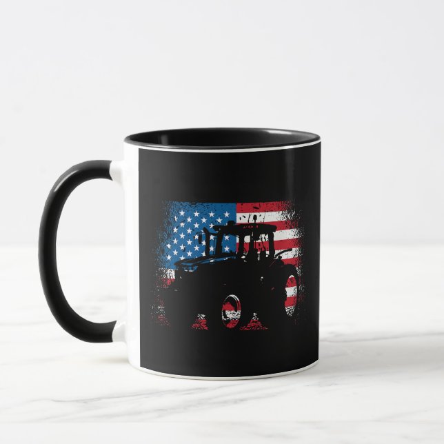 Caneca Trator USA Flag design for Patriotic Farmer (Esquerda)
