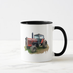 Caneca Trator vermelho de Massey Ferguson no campo