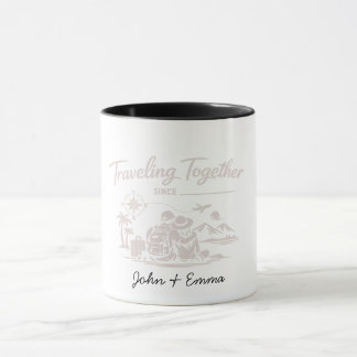 Caneca Traveling Together Since [Year] – Custom Couple