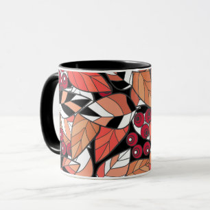 Caneca Travesseiro Abstrato desenho animado folhas bagas