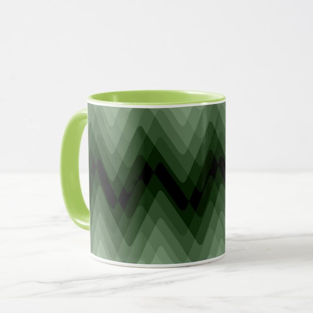 Caneca Travesseiro decorativo verde escuro e menta ziguez (Frente Esquerda)