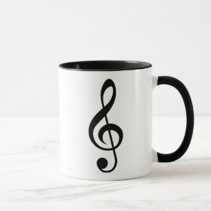 Caneca Treble Clef Music Note Black and White