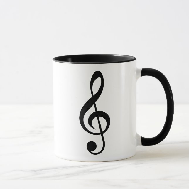 Caneca Treble Clef Music Note Black and White (Direita)