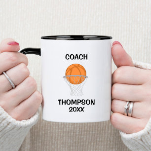 Caneca Treinador de Basquete Negro e Branco