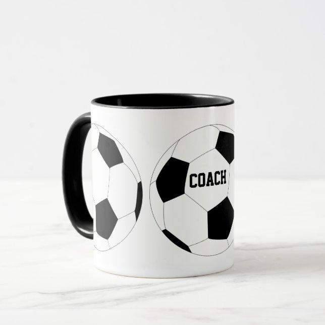 Caneca Treinador de Futebol da Bola de Futebol (Frente Esquerda)