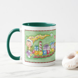 Caneca Trem de Lagarta de Natal Fofo com Presentes