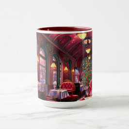 Caneca Trem de Vapor Natalino Vintage Floresta de Madeira