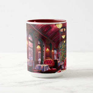Caneca Trem de Vapor Natalino Vintage Floresta de Madeira