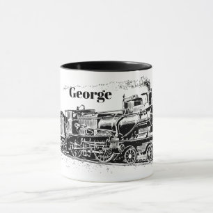 Caneca Trem vintage fofo preto branco