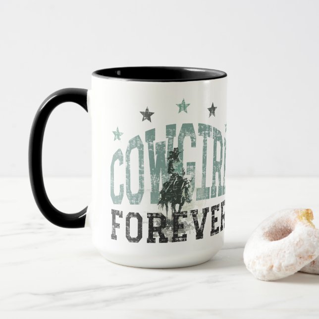 Caneca Trendência Ocidental de Cowgirl Forever (Com Donut)
