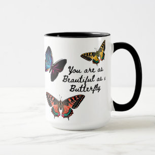 Caneca Trendência tipografia colorida borboleta de verão