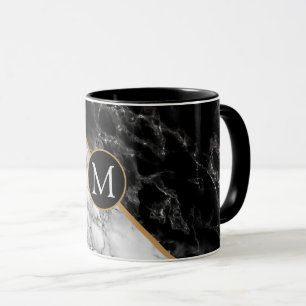 Caneca Trendy Black & White Marble Stone - Adicionar Sua 