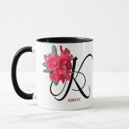 Caneca Trendy boho flores vermelhas personalizáveis Kirst