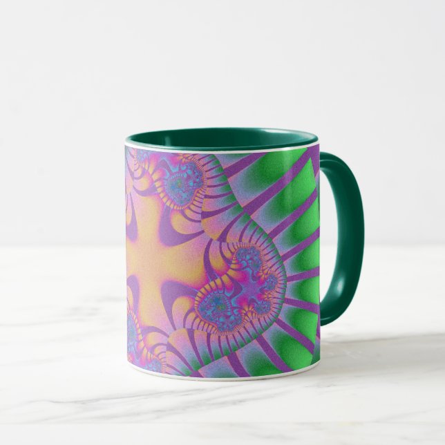 Caneca Trendy Green, Purple e Orange Fractal (Frente Esquerda)