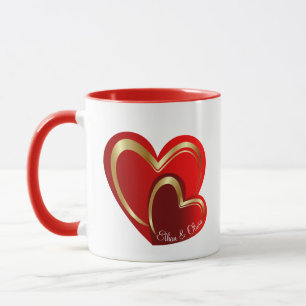Caneca Trendy Love Red Hearts Personalised Wedding Gift