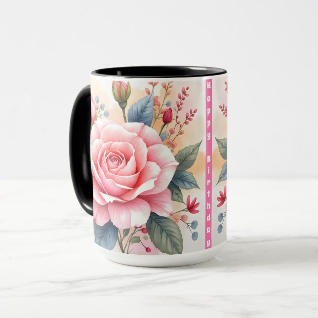 Caneca Trendy Luxury Pink Roses Beautiful Collection (Frente Esquerda)