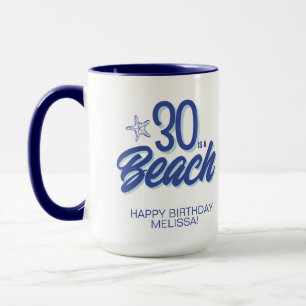Caneca Trendy Mão Desenhada Doodle 30 É Uma Praia De Aniv