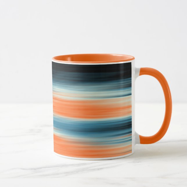 Caneca Trendy Orange Red Blue Stripes (Direita)