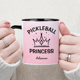 Caneca Trendy Pickleball Princess Pink Ombre with Crown