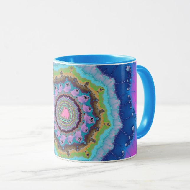 Caneca Trendy Pink e Blue Fractal (Frente Esquerda)