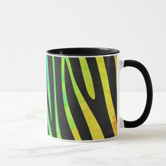 Caneca Trendy Rainbow e Black Zebra Animal Print no ele (Direita)