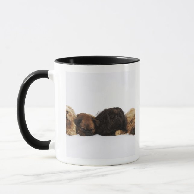 Caneca Três cães de Pekingese e único Pug que (Esquerda)