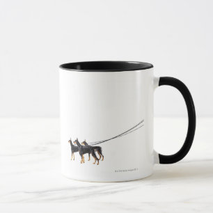 Caneca Três Dobermans na trela