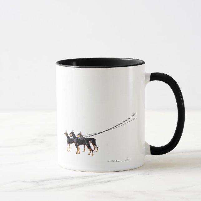 Caneca Três Dobermans na trela (Direita)