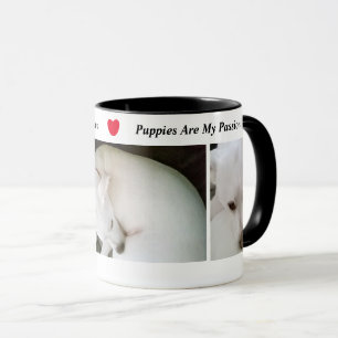 Caneca Três fotos bonitas de um lindo cachorro branco