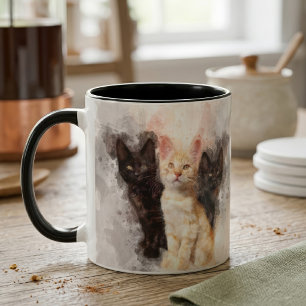 Caneca Três gatinhos, lindos e bonitos, de aquarela