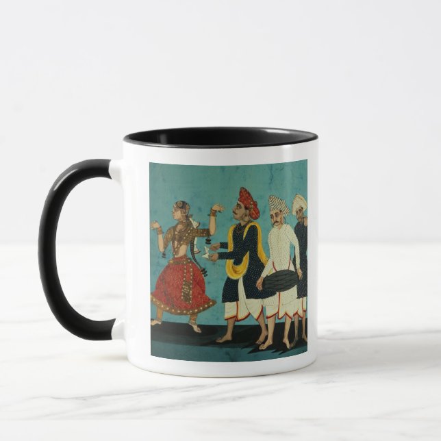 Caneca Três músicos e uma menina de dança, Tanjore, Tamil (Esquerda)